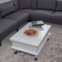 Hanah Home Helsinki Mesa de café Blanca con Ruedas